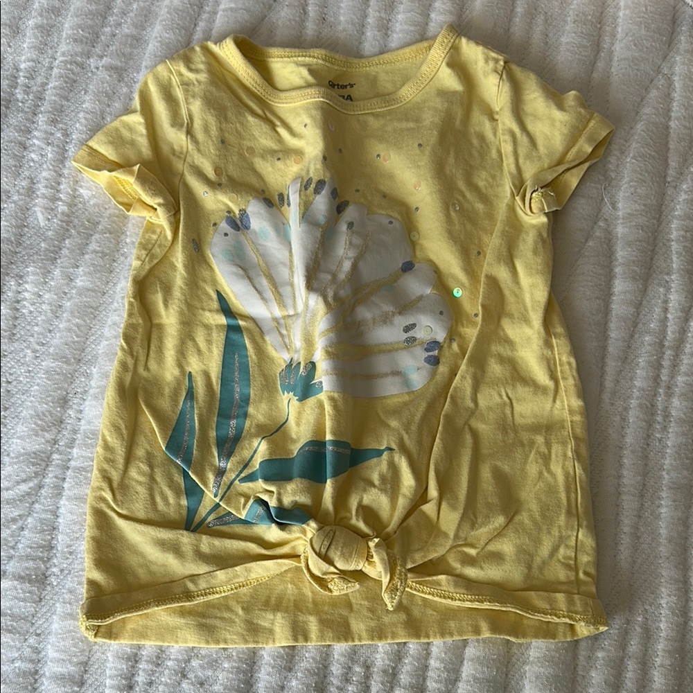 Yellow Kids Shirt with Floral Design